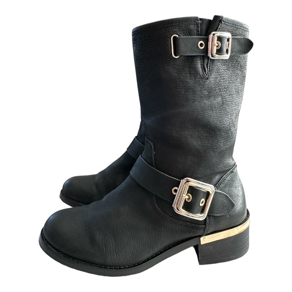 Vince Camuto Women's Windy Motorcycle Leather Boots Size 7M Black - Picture 2 of 10